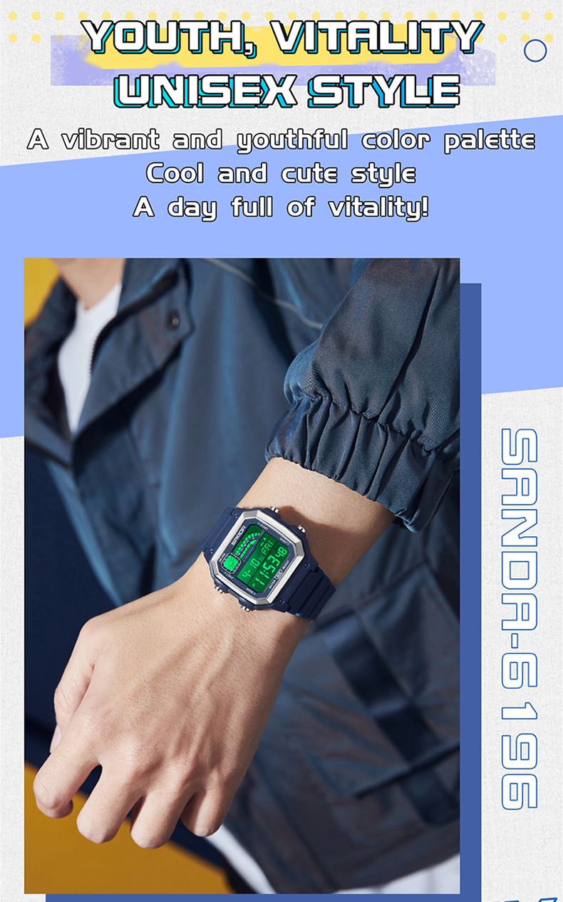 Ceas electronic Ceas pentru bărbați Sport, rezistent la apă, care strălucește în întuneric, Slim Square Classic, pentru studenți_voghion.com