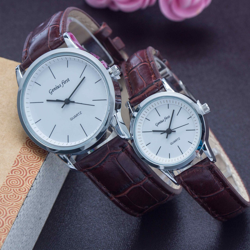 Alloy Couple Leather Strap Student Unisex Quartz Wristwatches Matching Watches_voghion.com