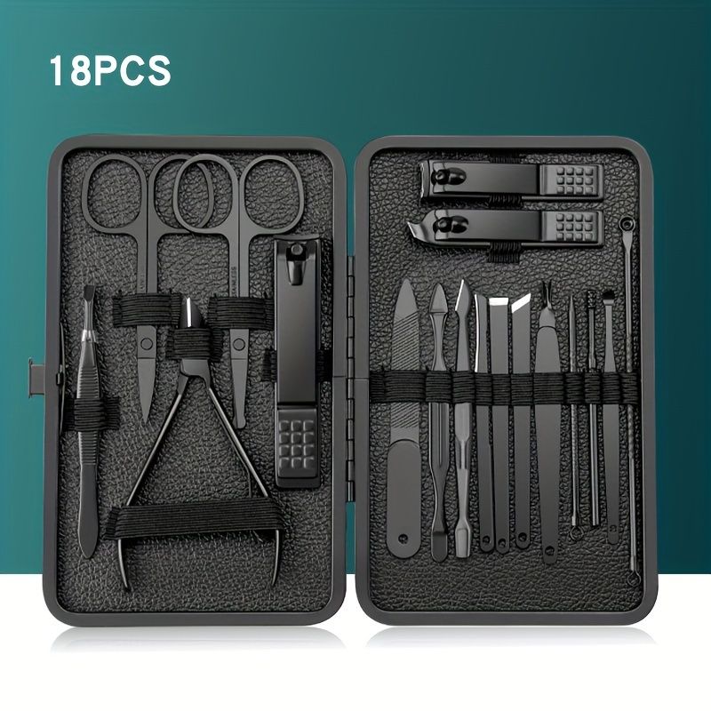 7/10/12/18/20/24PCS Set Professional Manicure Set Kits Stainless Steel Fingernail Toenail Clippers Set With Leather Portable_voghion.com