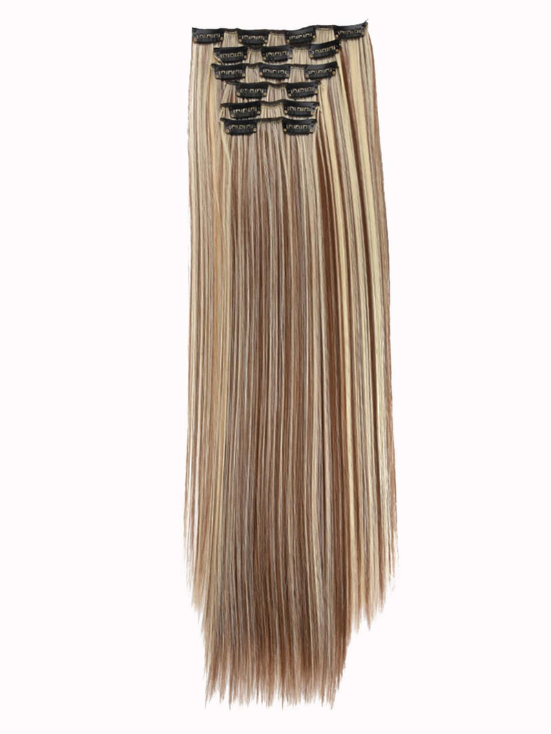 Extension per capelli Parrucca femminile sintetica multicolore con 16 clip per capelli lisci_voghion.com