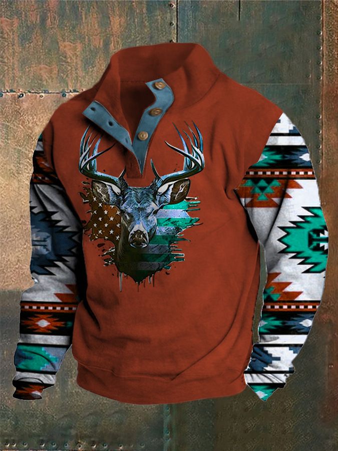 Felpa con cappuccio 3D da uomo con cappuccio polo da uomo con colletto alla coreana da cowboy occidentale stampato a caldo in digitale con fibbia_voghion.com