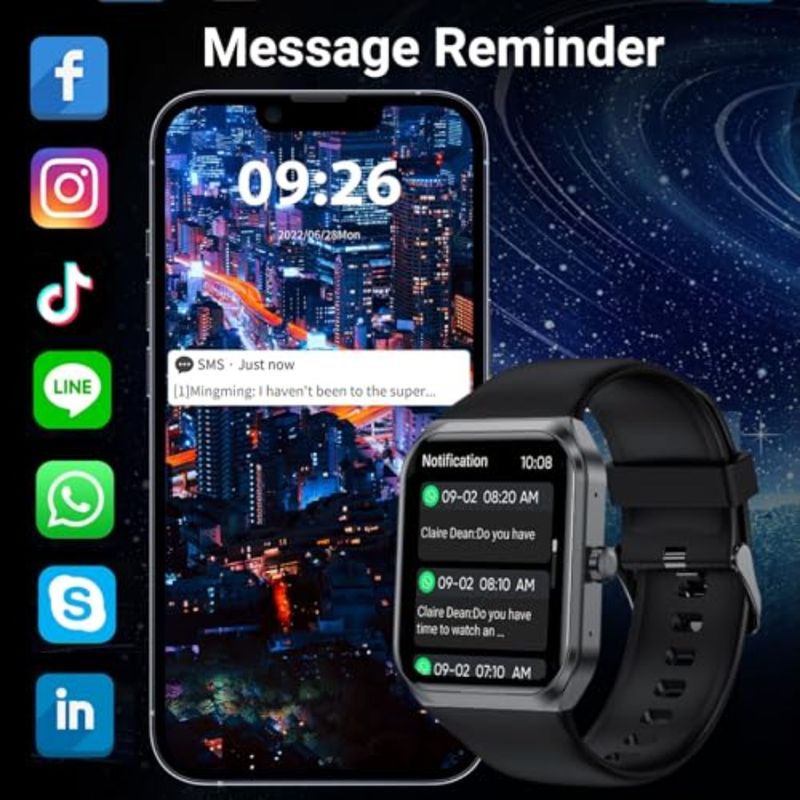Smart Watch For Men Women 1.95 Touchscreen Heart Rate Blood Oxygen And Sleep Monitoring 115 Sports Modes Waterproof 250+ Watch_voghion.com