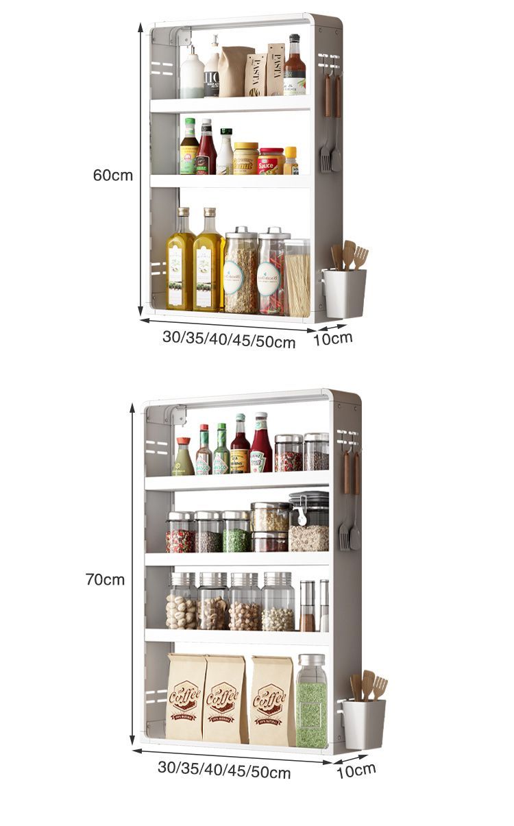Kitchen Multifunctional Rack Wall-Mounted Adjustable Perforated Wall Spice Jar Storage Cabinet_voghion.com