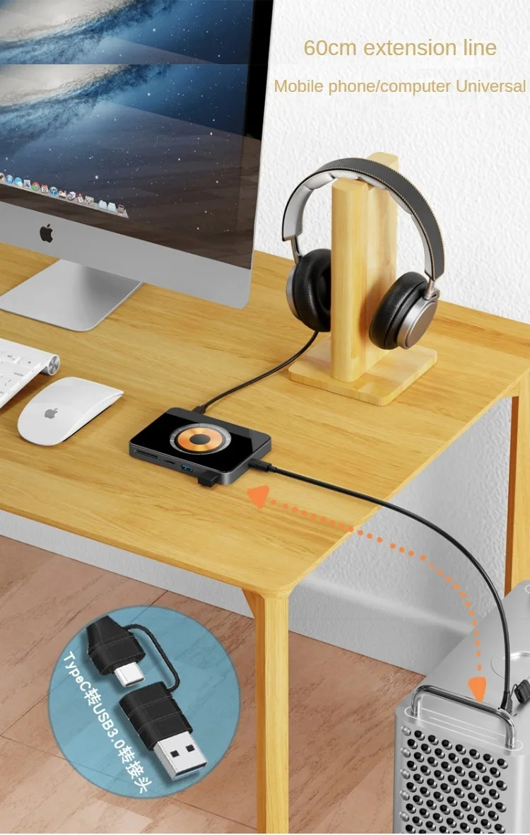 8 az 1-ben USB C Hub 5Gbps C típusú dokkolóállomás 15W vezeték nélküli gyorstöltés TF/SD kártyaolvasó QC/PD tápcsatlakozó telefonhoz és számítógéphez_voghion.com