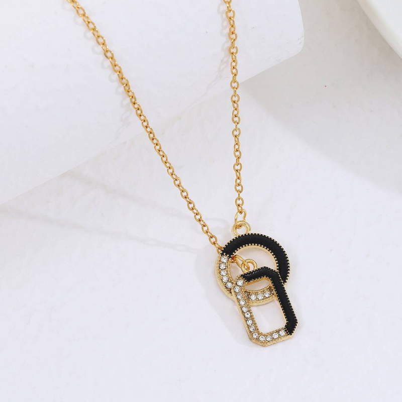 Premium Liicht Luxus Krees Diamant Quadrat Geometrie Anhänger Halskette Bijouen Kaddo_voghion.com