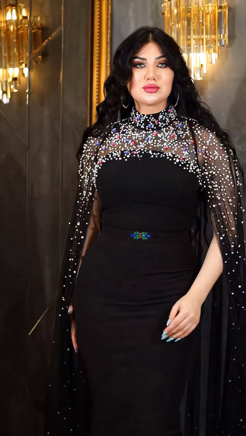 Moslem Abaya Arabesch Kleeder Beaded Mesh Kleed Robe Iftar Luxus Rock_voghion.com