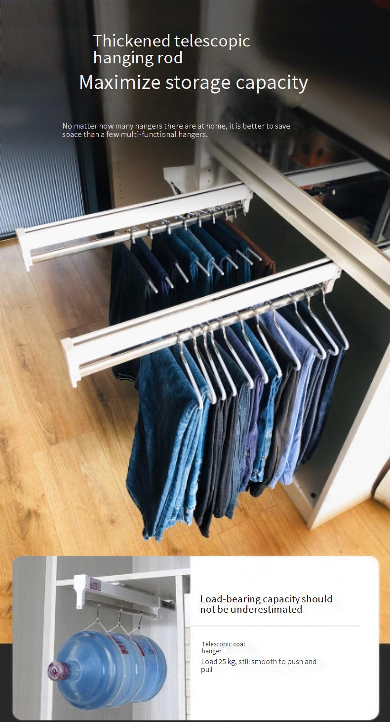 Thickened Pull Out Trouser Rack Slide Rail Hanging Track Push Rod Hanging Trousers Storage Trousers Pull Out Telescopic Trouser Rack_voghion.com
