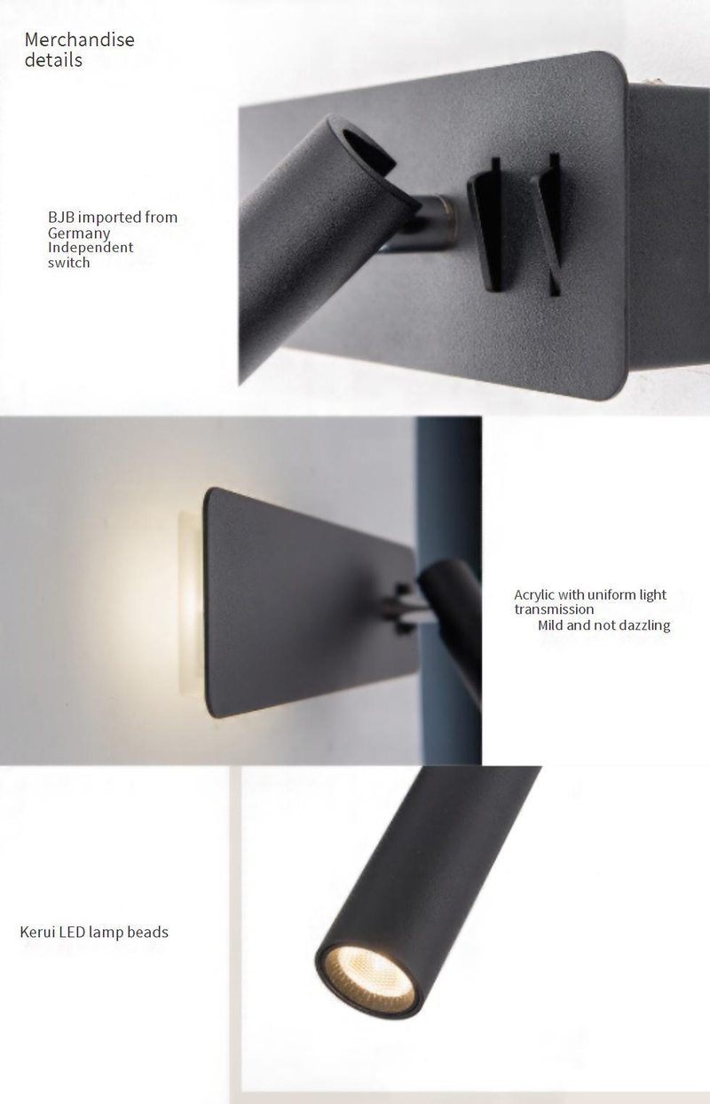 Wall Mounted Reading Light - Adjustable Rotatable LED Bar Lamp With Switch, Minimalist Design For Bedroom, Hotel & Living Room_voghion.com