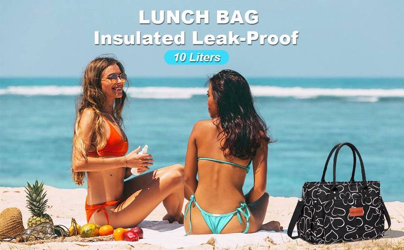 Modische Lunchtaschen für Damen, isolierte Lunchbox, Lunch-Tragetaschen mit hoher Kapazität für Arbeit, Reisen und Outdoor_voghion.com