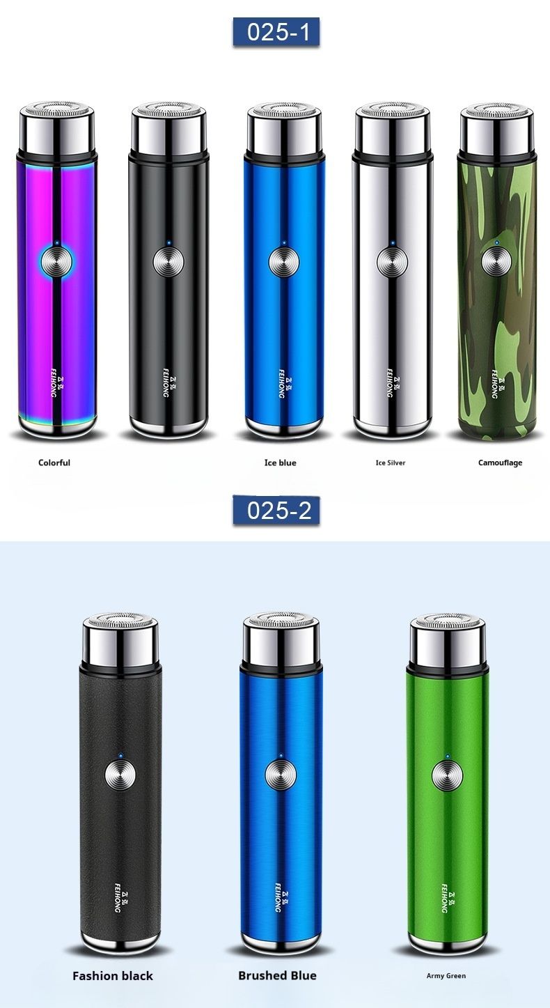 Portable Mini Electric Shaver With LED Display, USB Rechargeable, Rotating Blade For Men, Waterproof & Travel-Friendly (Army Green/Blue/Black)_voghion.com