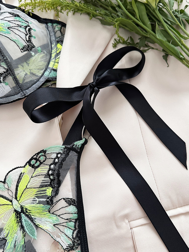 Lingerie Intimo Sexy con Ricamo a Farfalla in Rete e Tentazione Trasparente, Vendita Calda_voghion.com