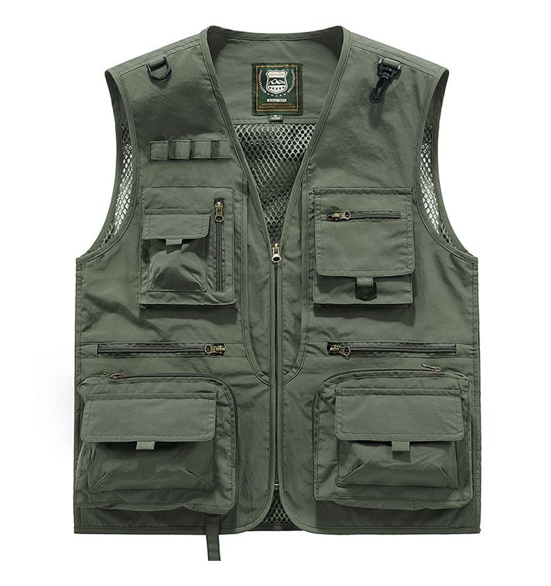 "Men's Outdoor Utility Vest – Lightweight Mesh Workwear With Multiple Pockets, Breathable Fishing & Hiking Vest, Photography_voghion.com