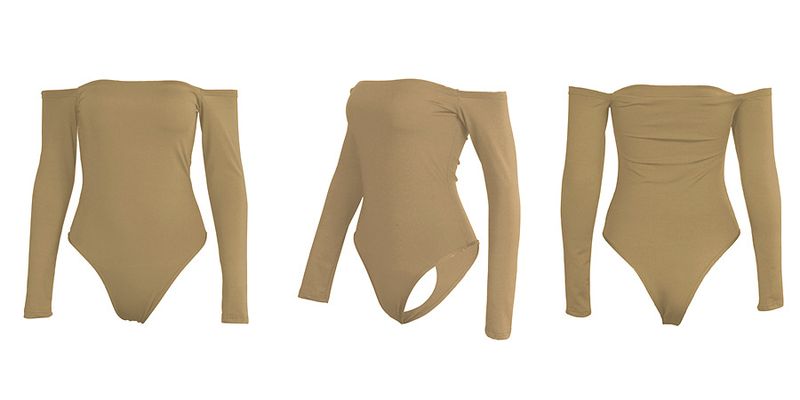 Women's fashion one-line neck, off-the-shoulder, long-sleeved slim-fit jumpsuit_voghion.com