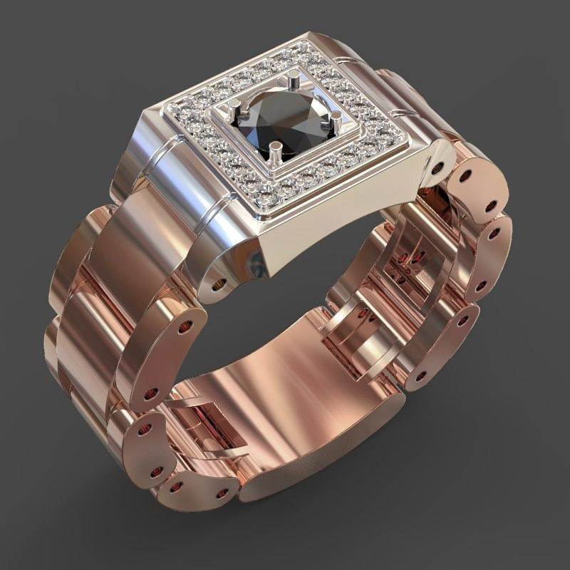 Fonte de comércio eletrônico Anel de gema azul incrustado Luxo Masculino Noivado Casamento Joias de mão_voghion.com