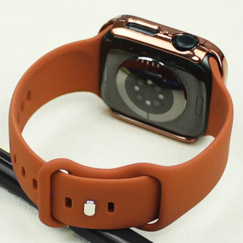 Silicone Band For IWatch 45mm 41mm 44mm 40mm Screen Protector Case And Sport Strap IWatch Series 9 8 7 6 5 4 SE Bracelet_voghion.com