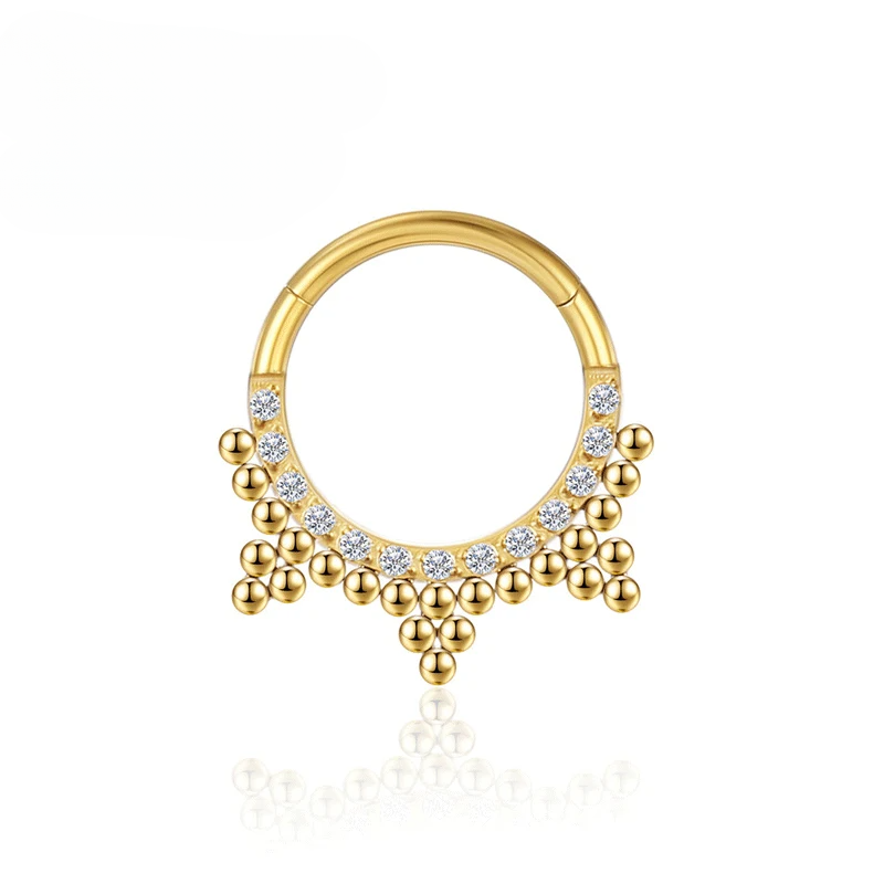 F136 Titanium Nose ring Cartilage Hoop Earrings Septum Clicker 16G Tragus Piercing Lobe Hinged Segment Helix Zircon Body Jewelry_voghion.com