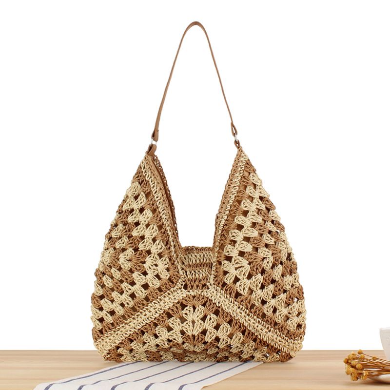 Popular and Popular Large Capacity Woven Bag Versatile and Fashionable Grass Woven Shoulder Bag Suitable for Vacation Work and Commuting_voghion.com