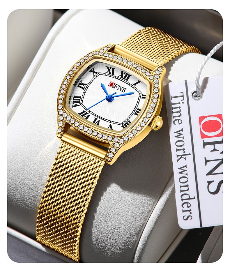 Women's Retro Scale Waterproof Quartz Watch With Diamond Simple Female Student Watch_voghion.com