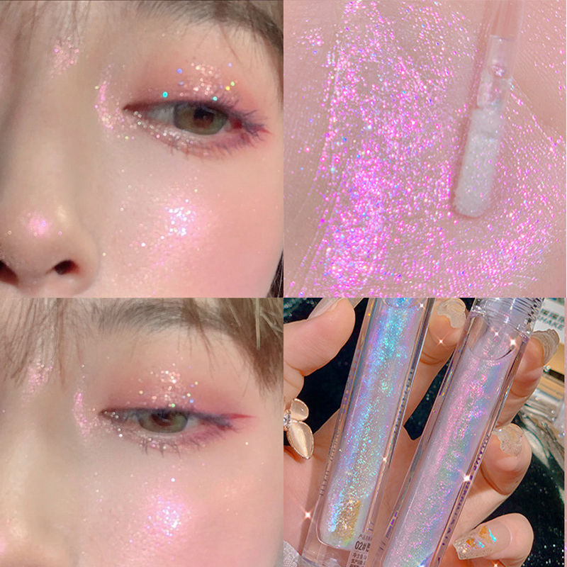 Resaltador 2 colores brillo maquillaje multifunción sombra de ojos líquida delineador de ojos impermeable perla iluminar gusano de seda Shak_voghion.com