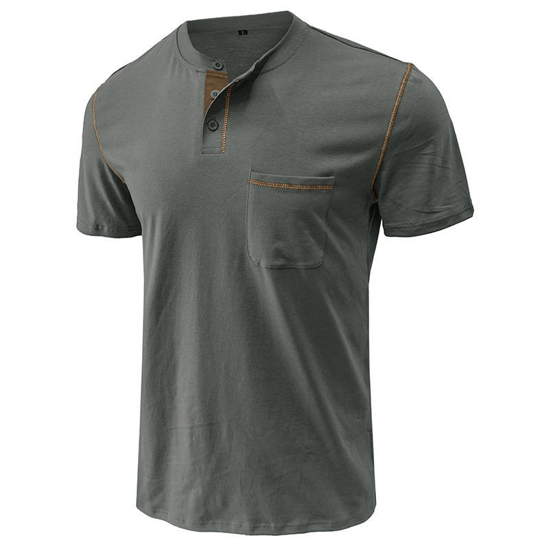 Maglietta Henley da uomo a maniche corte estiva 2024_voghion.com