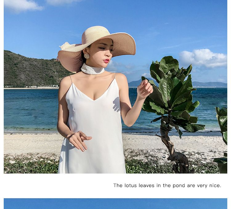Pdmcms Beach Straw Hat for Summer Beach Outing Large Brim for Sun Protection and Vacation Versatile Cool Hat Sun Hat_voghion.com