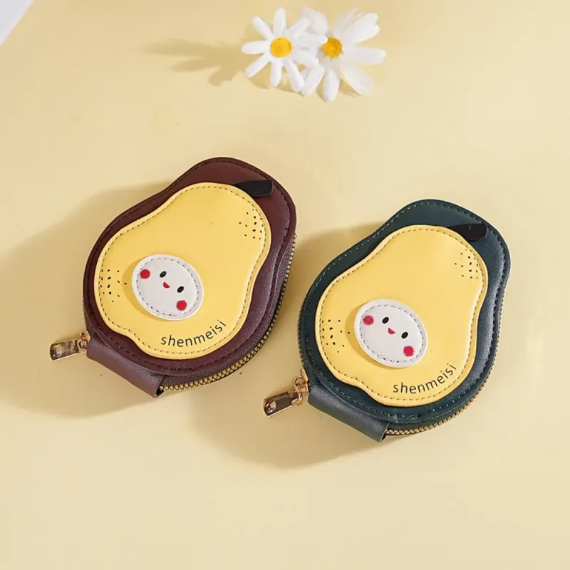 Card Holders Korean Style PU Leather Case Cartoon Pear Shape Slim Multi-slot Large Capacity Zipper Closure_voghion.com