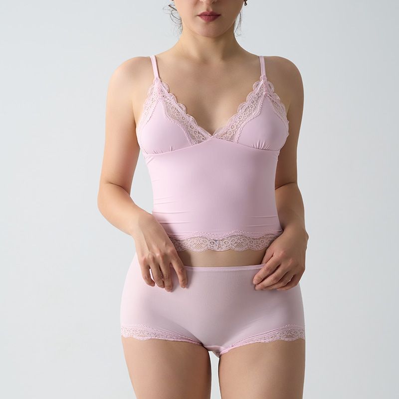 FIT EVERYBODY Spitzenunterwäsche-Set | Leichte Spitzenträger mit flachen Ecken, bequeme und umfassende Spitzenunterwäsche – Rosa_voghion.com
