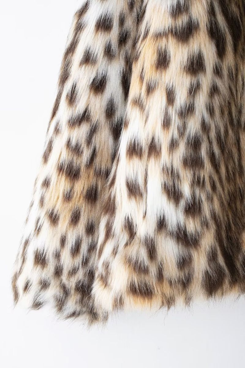 Damenkleeder Wild Leopard Print Nische Kuerzrevers Pelzmantel_voghion.com