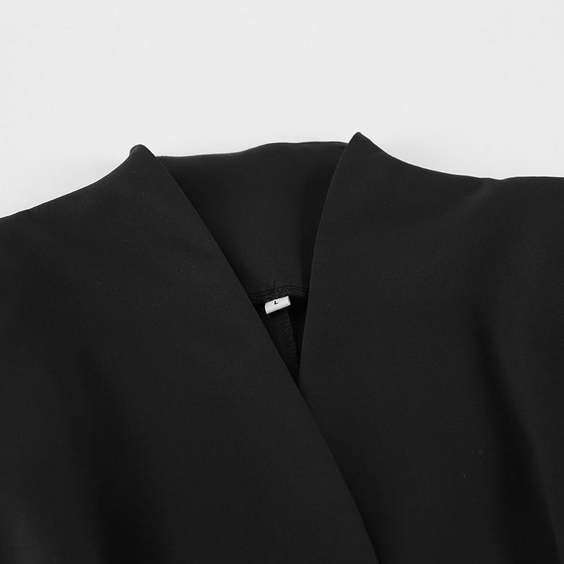 2025 Herbstmode Schwarzer Anzug Damen, Taillenbetonter Blazer und Hose Zweiteiliges Set für den Arbeitsweg_voghion.com