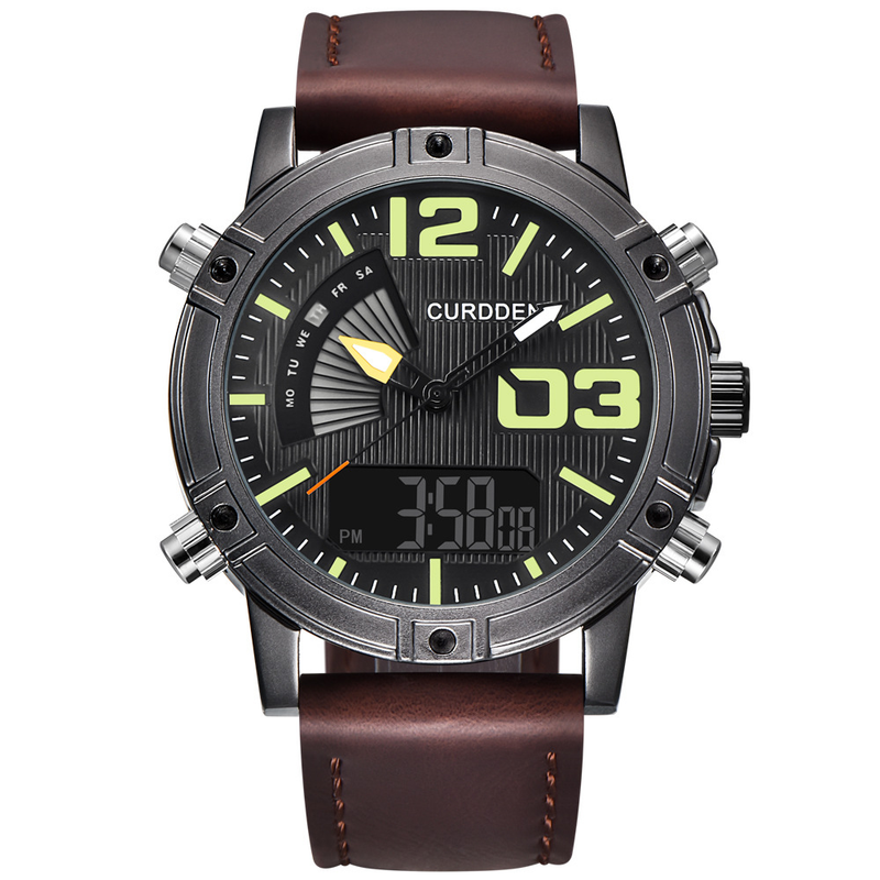 CURDDEN brand men's belt sports electronic new dual display watch_voghion.com