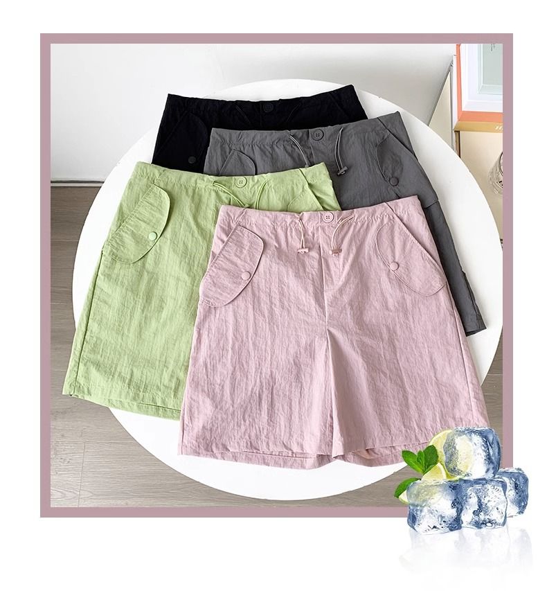 Pantaloncini da lavoro rosa da donna, estivi, larghi, sottili, ad asciugatura rapida, casual, a vita alta e gamba larga, cinque quarti_voghion.com