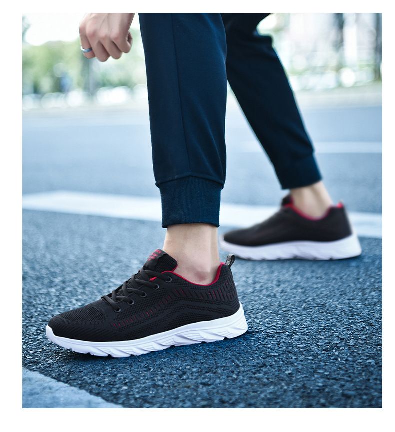 Scarpe da ginnastica da uomo alla moda in maglia con lacci, scarpe da ginnastica da passeggio per corsa atletica all'aperto_voghion.com