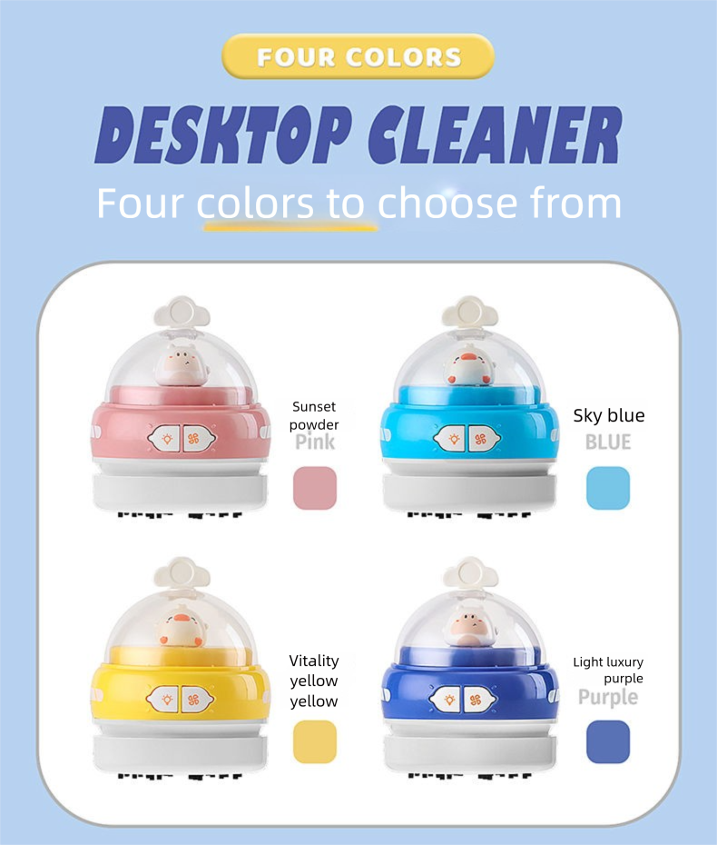 Electric USB Rechargeable Desktop Vacuum Eraser Sweeper Night Light Household Keyboard Dust Cleaner_voghion.com