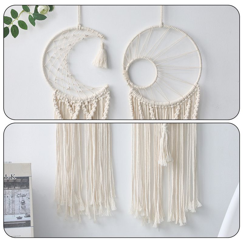 Geweven ster en maan dromenvanger huisdecoratie dromenvanger hanger in Boheemse ambachten ster en maan wandkleden_voghion.com