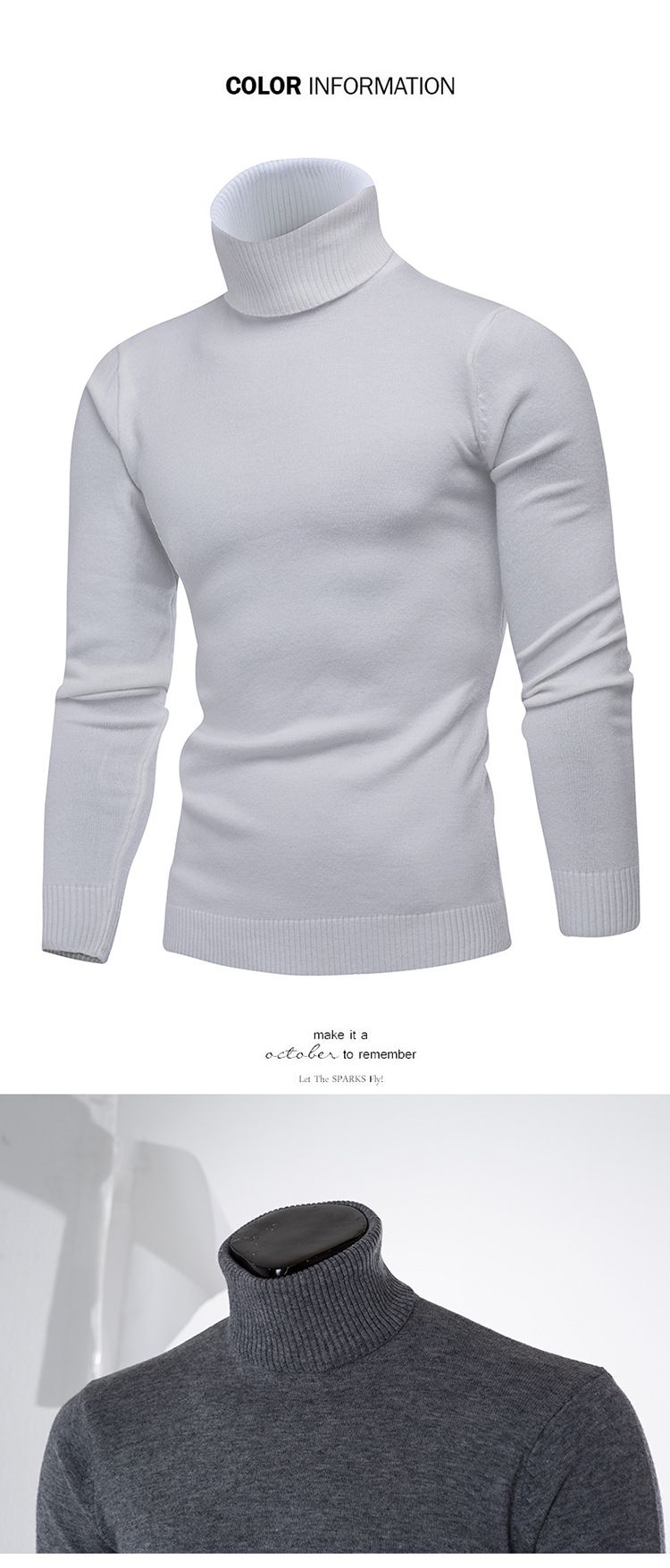Maglione dolcevita da uomo unisex autunno e inverno maglione base pullover slim tinta unita a righe_voghion.com