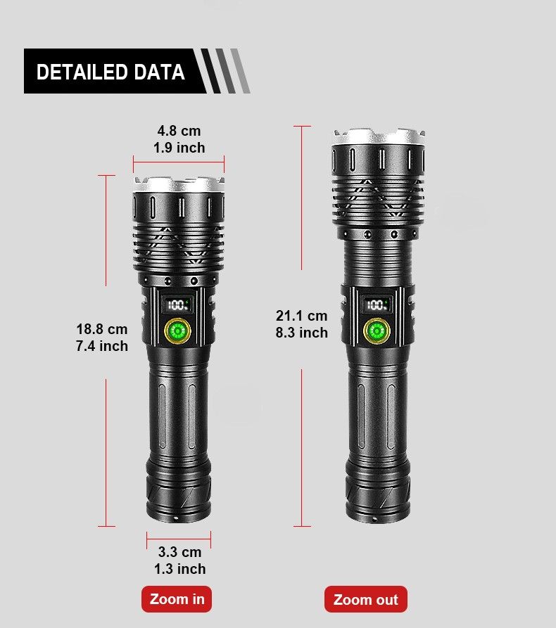 Neue, leistungsstarke, wiederaufladbare LED-Taschenlampe, gelb-weiß, taktische Taschenlampe, extrem leistungsstark, große Reichweite, Outdoor-Handlampe_voghion.com