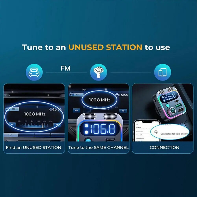 Automobilio greitas įkrovimas Skaidrus ryšys 48W dvigubas mikrofonas automobilyje Bluetooth siųstuvas Mobilusis telefonas automobiliniame įkroviklyje_voghion.com