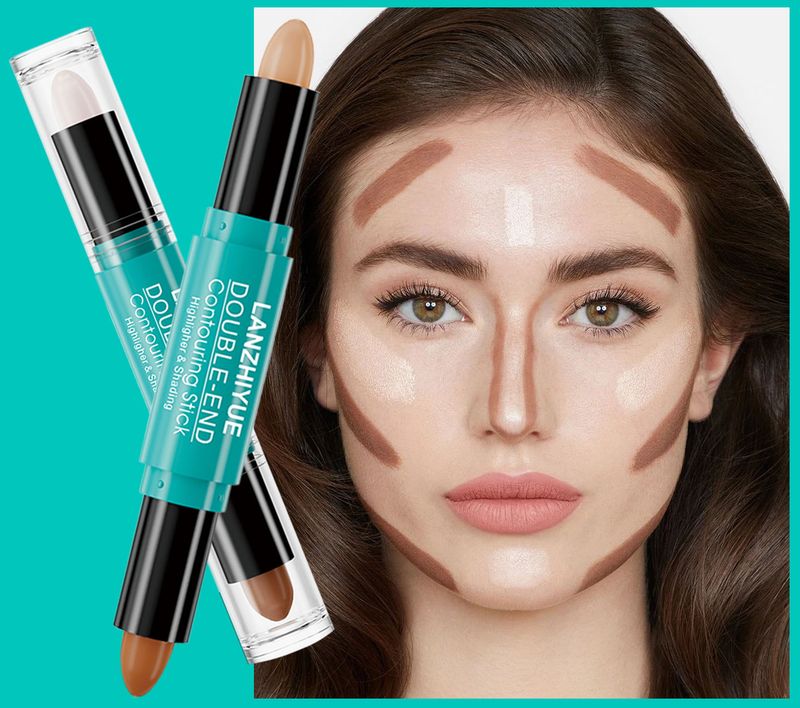 Bronzers & Highlighters Double Headed Two Color Contour Stick Silhouette Brightens The Face Highlight Three Dimensional Contour Concealer_voghion.com