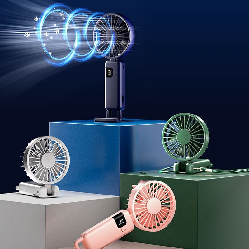 Display digitale portatile Appeso al collo Muto Piccolo ventilatore USB Ricaricabile Ventilatore pieghevole portatile(Rosa)_voghion.com