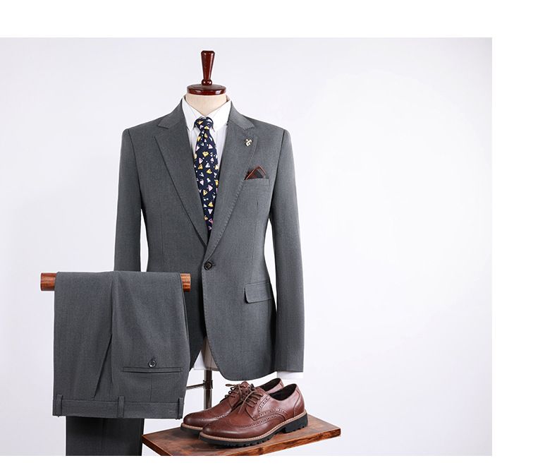 Herrenbekleidung Slim Fit Herrenanzug-Set – Professioneller Business-Blazer und Anzughose aus knitterfreiem Stoff (Optionen: Jacke + Weste + Hose)_voghion.com