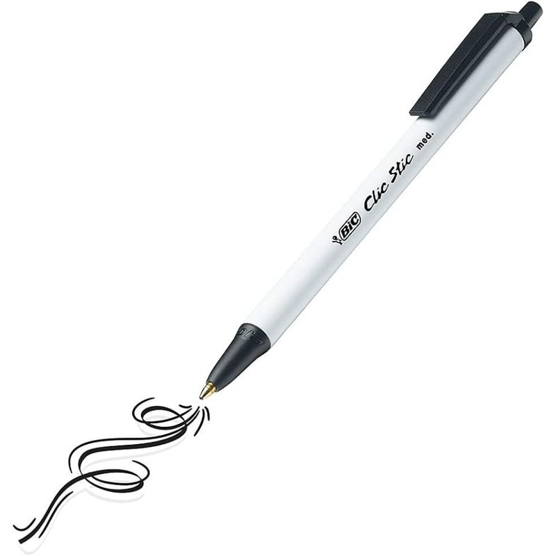 Clic Stic Black Retractable Ballpoint Pens Medium Point 1.0mm 24Count Pack Round Barrel Design For Comfortable Writing_voghion.com