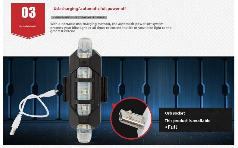 Fietsachterlicht USB-oplaadbaar Superhelder Fietsuitrusting Mountainbike-accessoires Hoogtepunt 9 18 Achterlicht_voghion.com