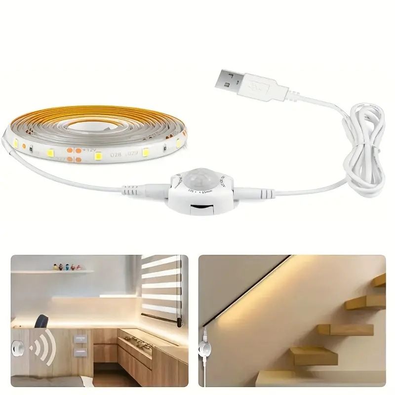 Unisex cilvēka ķermeņa indukcijas USB gaismas sloksnes komplekts gultas apakšējā gaismas sloksne LED infrasarkanais indukcijas skapja skapja apgaismojums_voghion.com
