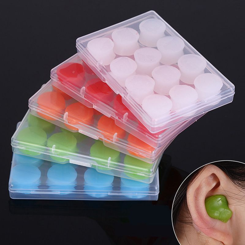 12PCS Silicone Ear Plugs Noise Reduction Sleep Anti Canceling Sound Insulation Earplug Protection Sleeping Reusable Ear Plugs_voghion.com