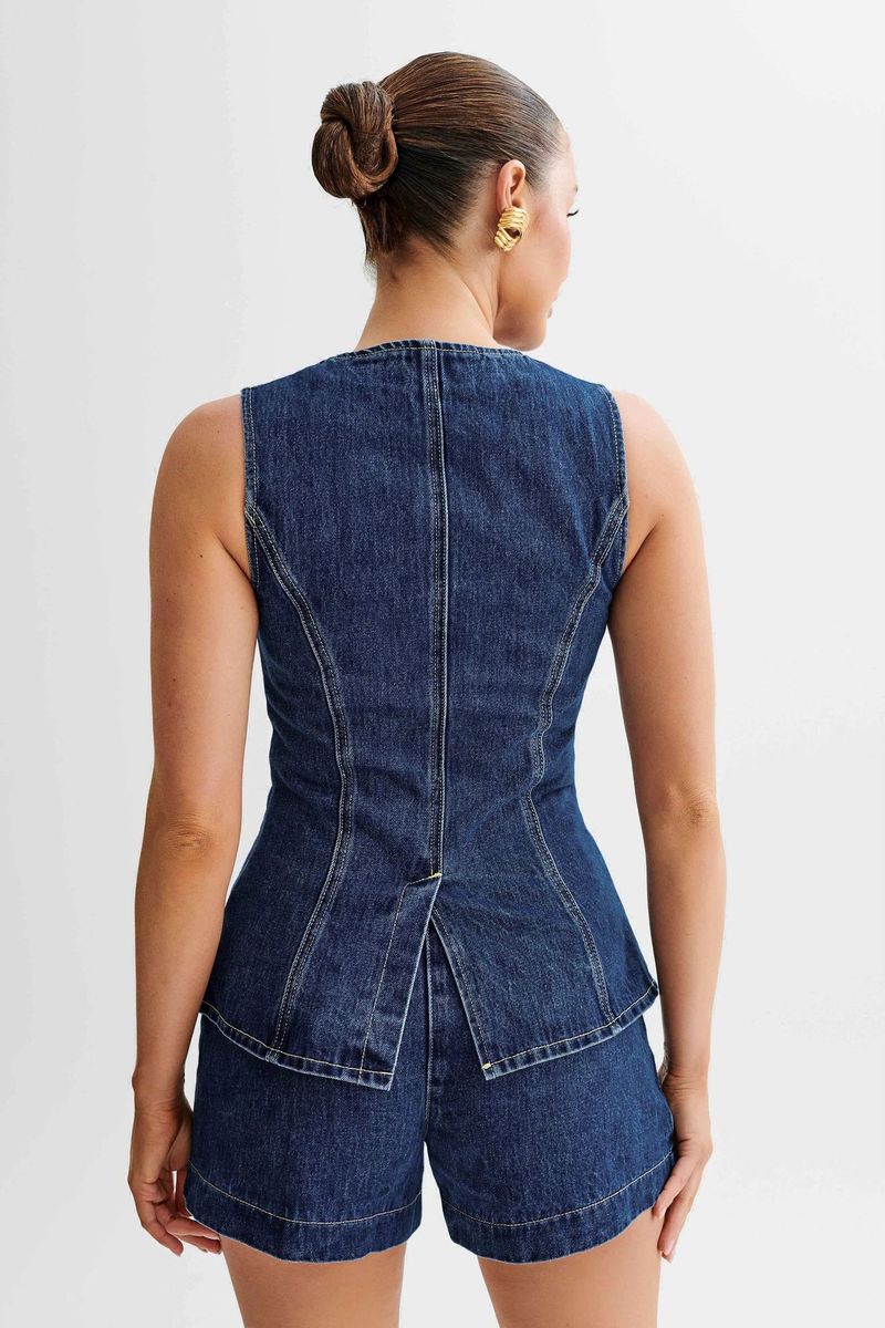 Frauen Kleidung mode lässig ärmellose hohe taille frauen anzug denim shorts_voghion.com
