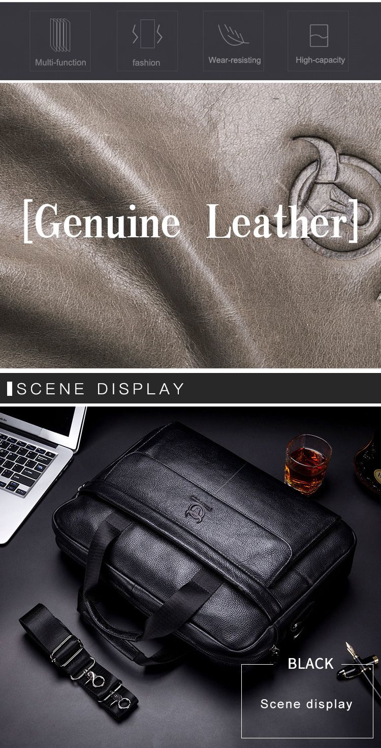 Borsa da lavoro in vera pelle da uomo alla moda, in pelle bovina, con tracolla per computer portatile e primo strato di pelle bovina_voghion.com