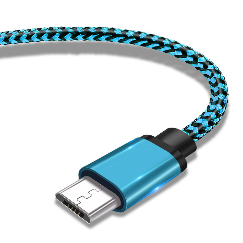 Câble USB micro tissé en Nylon, 1m/2m/3m, pour synchronisation de données, chargeur, adapté à Samsung, HTC, LG, Huawei, Android_voghion.com