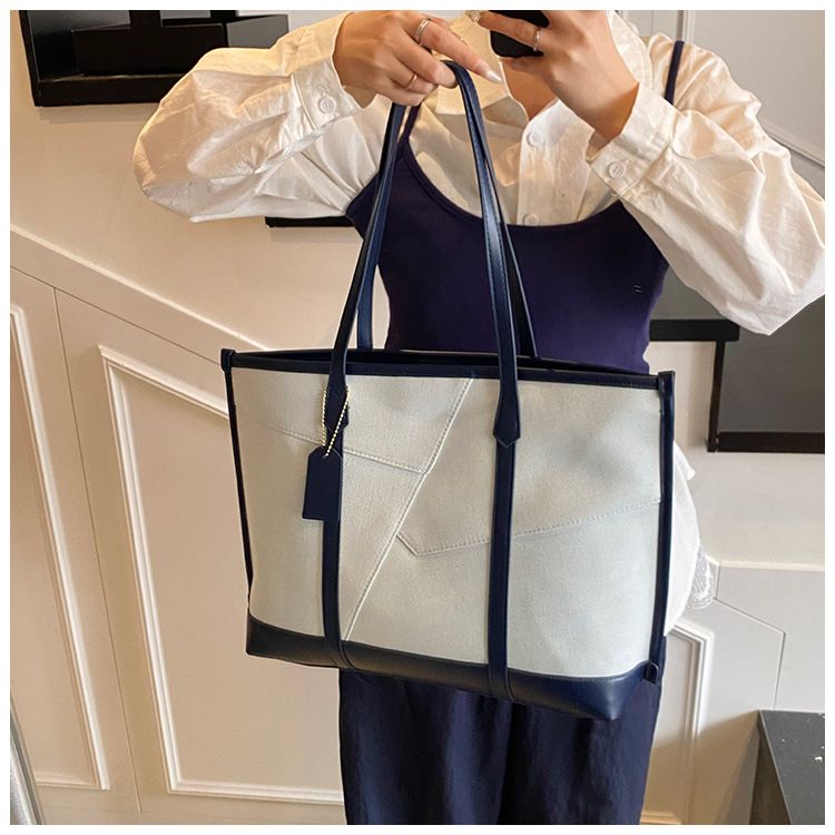 Women's Tote Bags Casual Large-capacity Handbag, Women's Fashionable Color-blocked Single-shoulder Bag, Commuting Tote Bag For Work_voghion.com