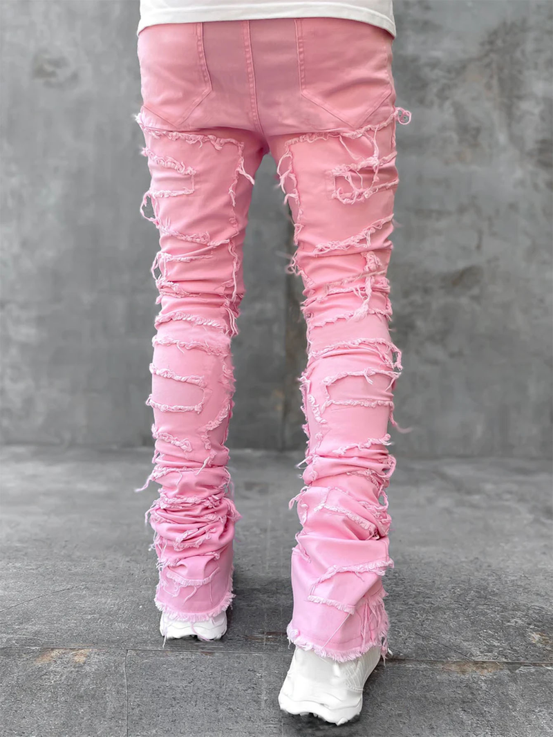Mode Stretch Patch männer Jeans Y2K Patchwork Kreative Quasten Dekoration Gerade Denim Hosen Für Männer Hip Hop Jean Hosen_voghion.com