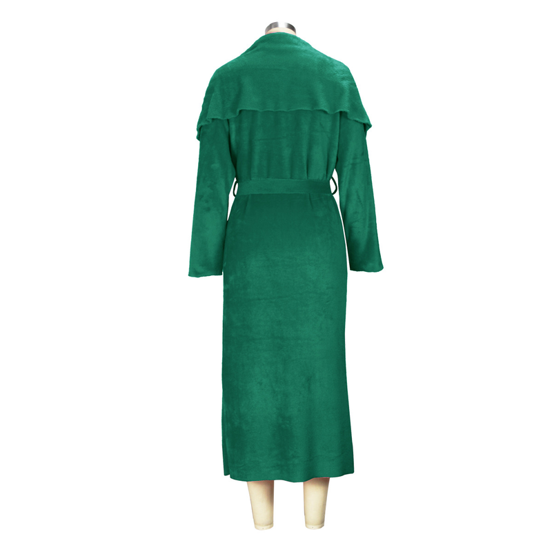 Women's clothing temperament dress and coat two-piece fashion loose long cardigan velvet suit_voghion.com